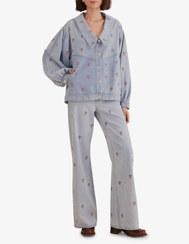 rinascente Farm Rio Rose embroidery denim jacket