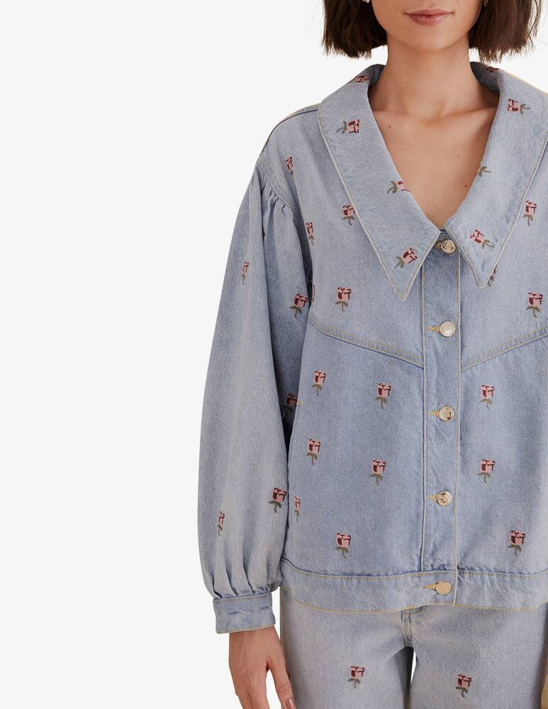 rinascente Farm Rio Rose embroidery denim jacket
