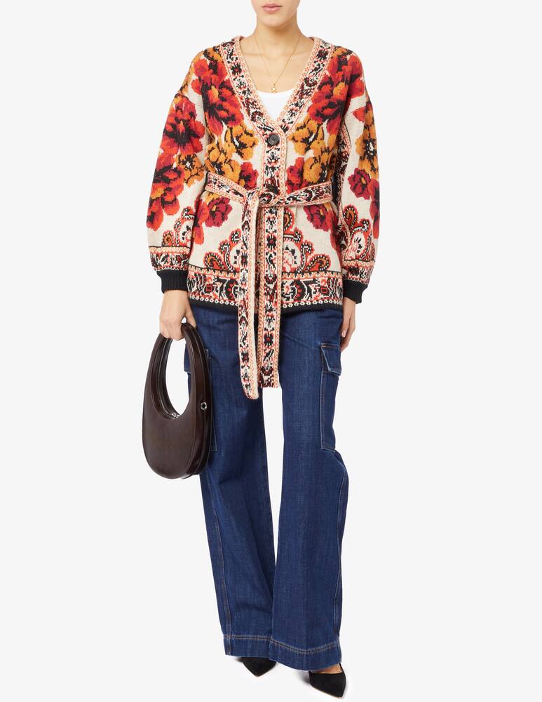 rinascente Farm Rio Winter tapestry sand knit cardigan