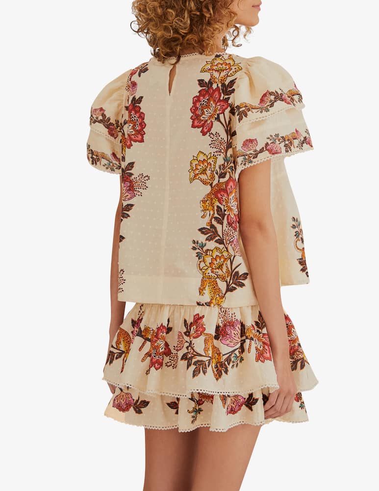 rinascente Farm Rio Blusa sabbia a fiori leopardati