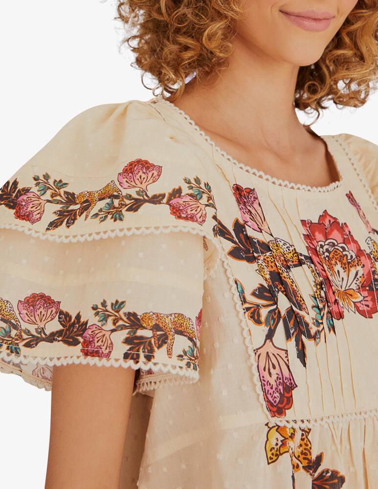 rinascente Farm Rio Blusa sabbia a fiori leopardati