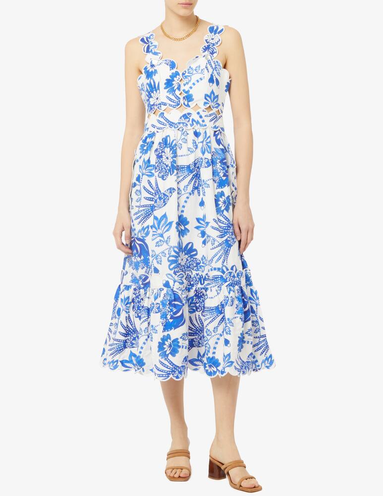 rinascente Farm Rio Vestito midi senza manica Flowerful birds