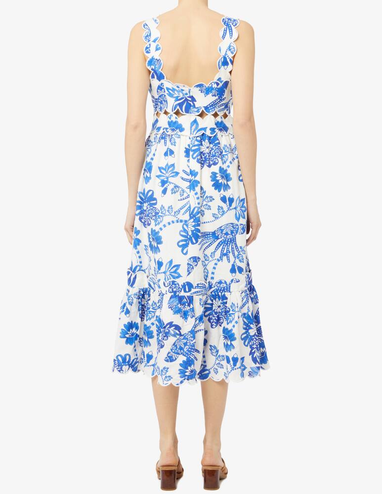 rinascente Farm Rio Vestito midi senza manica Flowerful birds