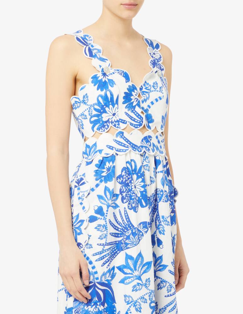 rinascente Farm Rio Vestito midi senza manica Flowerful birds