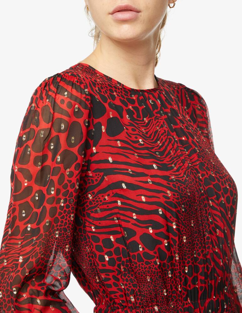 rinascente Michael Michael Kors Vestito a manica lunga chemise Animal  - Rosso