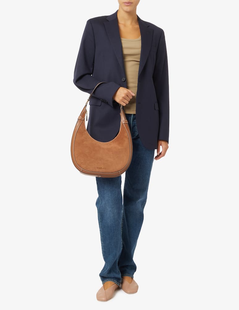 Michael Michael Kors Borsa a spalla mezza luna in camoscio S Preston - immagine 2