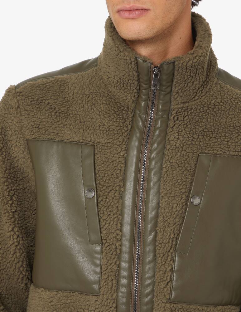 rinascente Michael Kors Sherpa mix media fz mock - Green