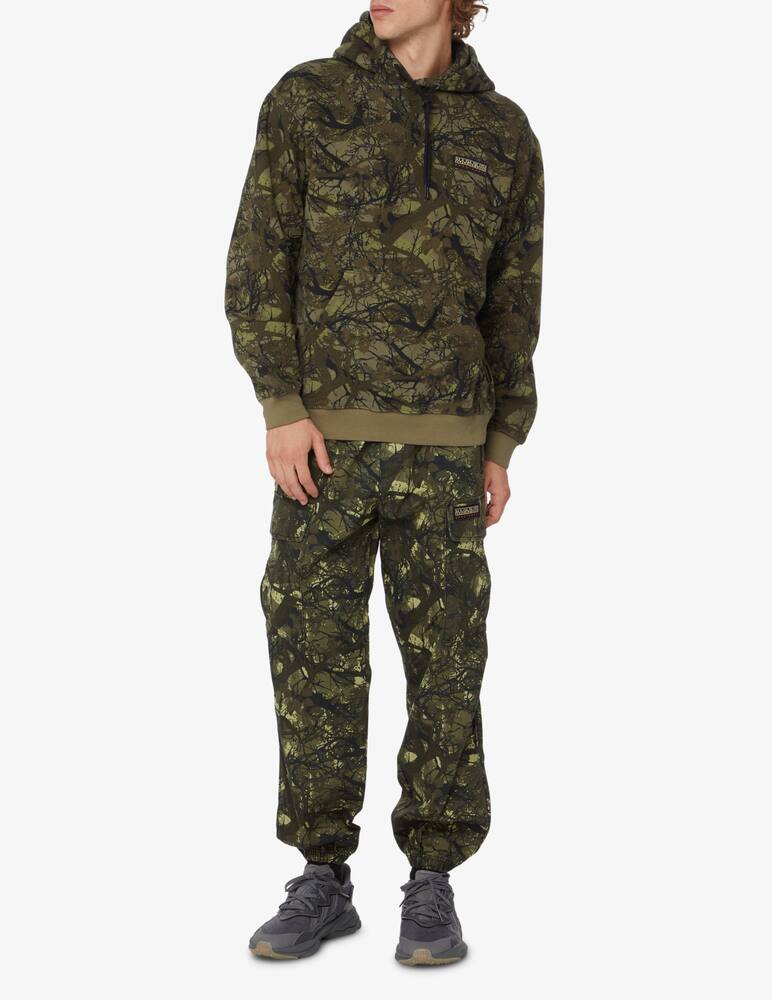 rinascente Napapijri Small logo foliage print hoodie - Green