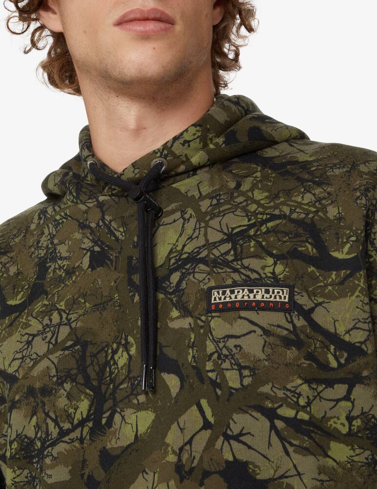 rinascente Napapijri Small logo foliage print hoodie - Green