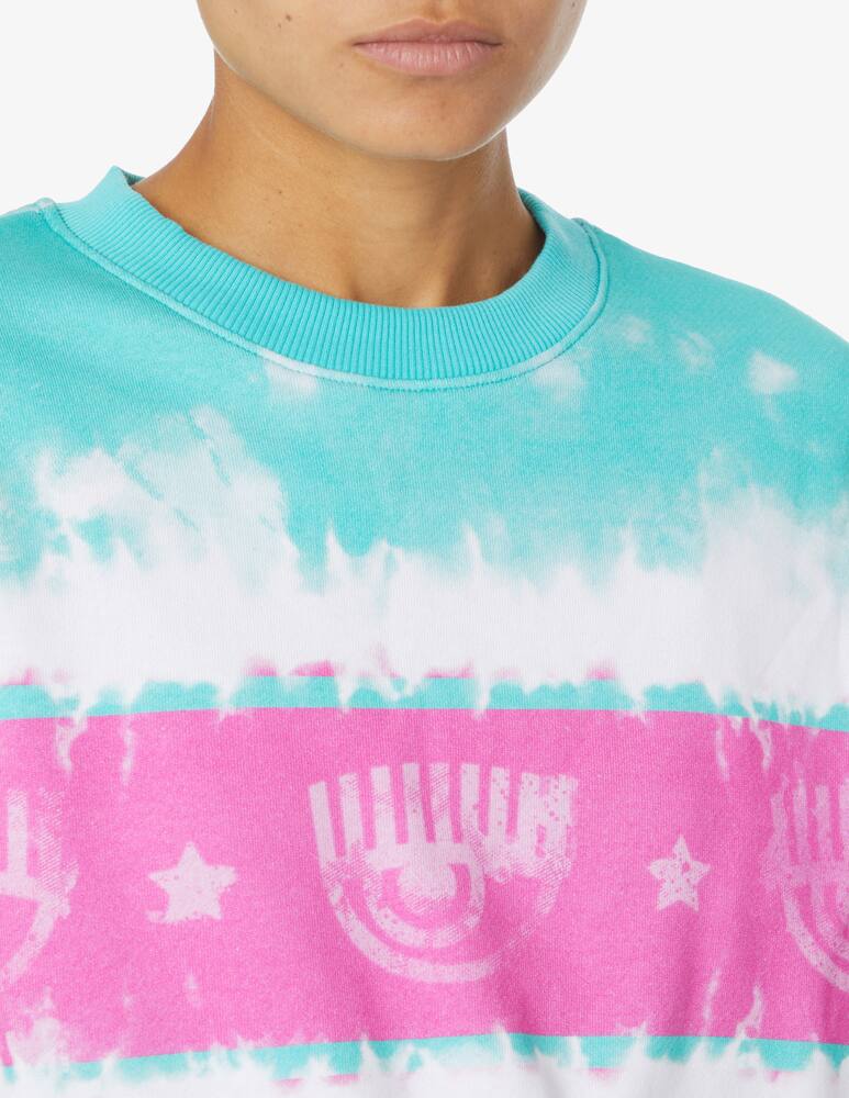 rinascente Chiara Ferragni Logomania cotton tiedye crewneck sweatshirt - Multi