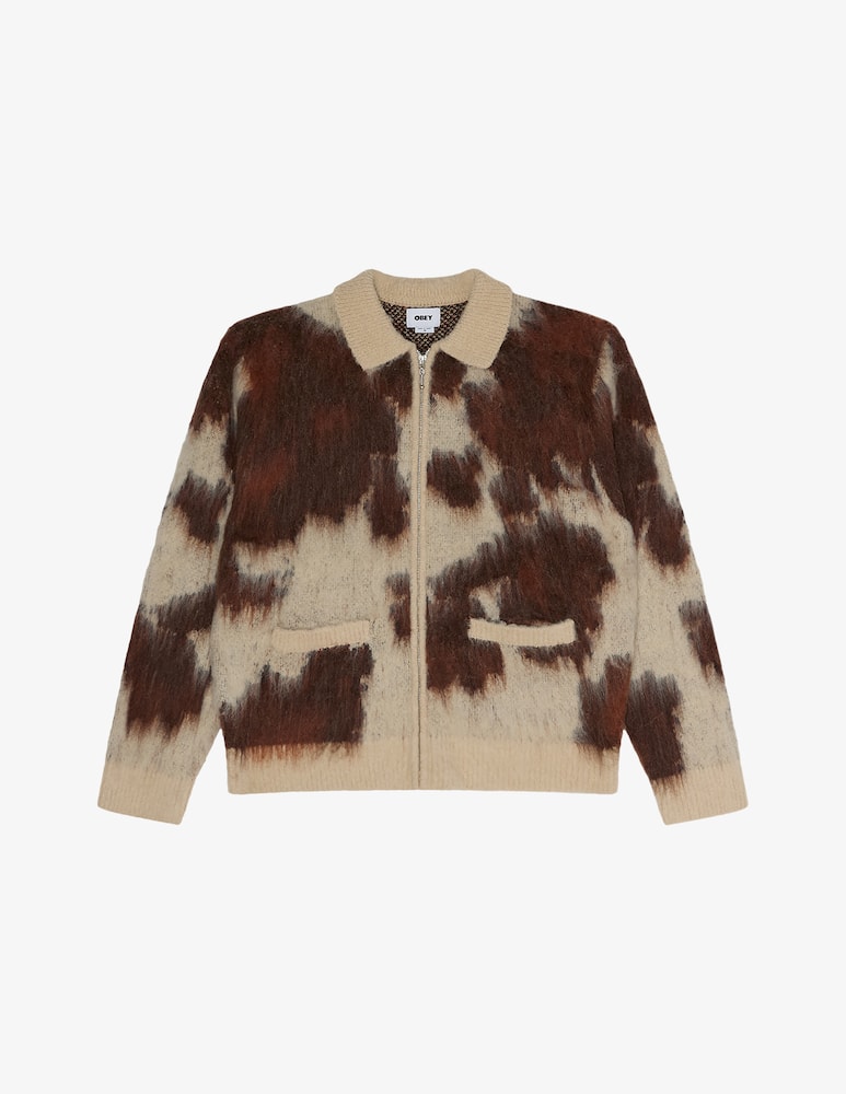 rinascente Obey Cow pattern zip sweater