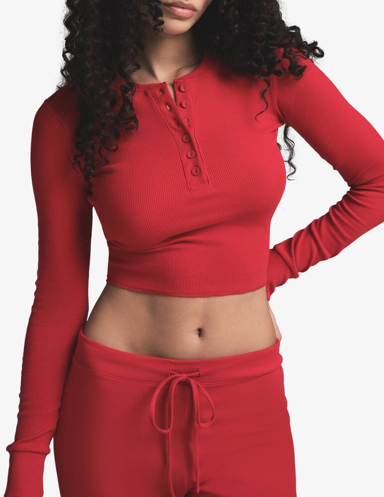 rinascente SKIMS Maglia a maniche lunghe crop Henley