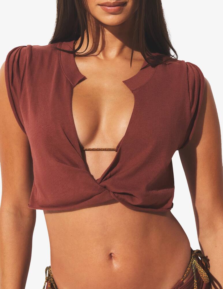 rinascente SKIMS Twisted plunge crop t-shirt