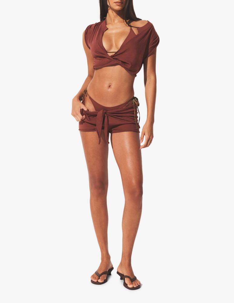 rinascente SKIMS Twisted plunge crop t-shirt