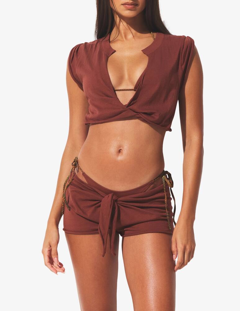 rinascente SKIMS Twisted plunge crop t-shirt