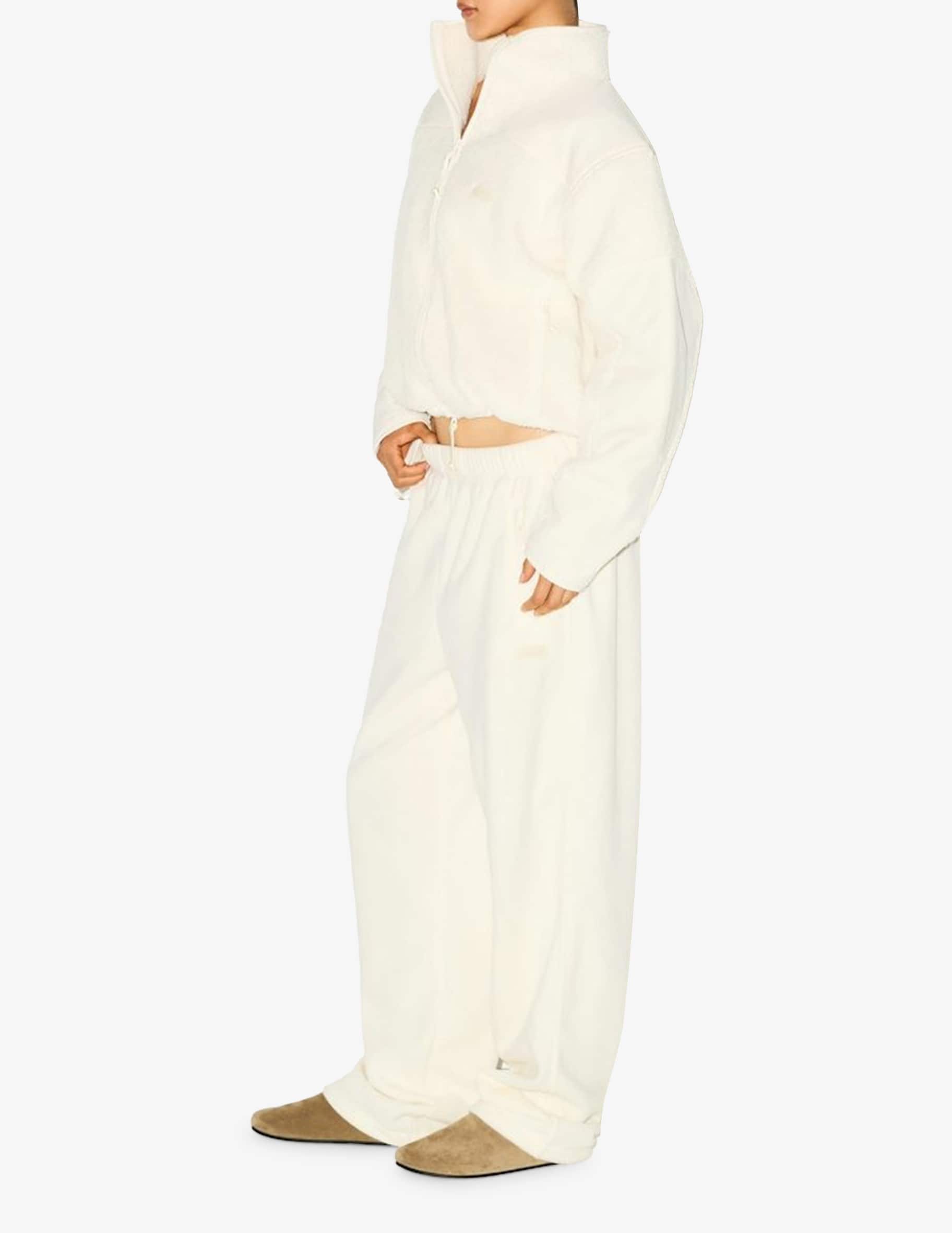 Skims Pantalone classico in pile di cotone gamba dritta, onice