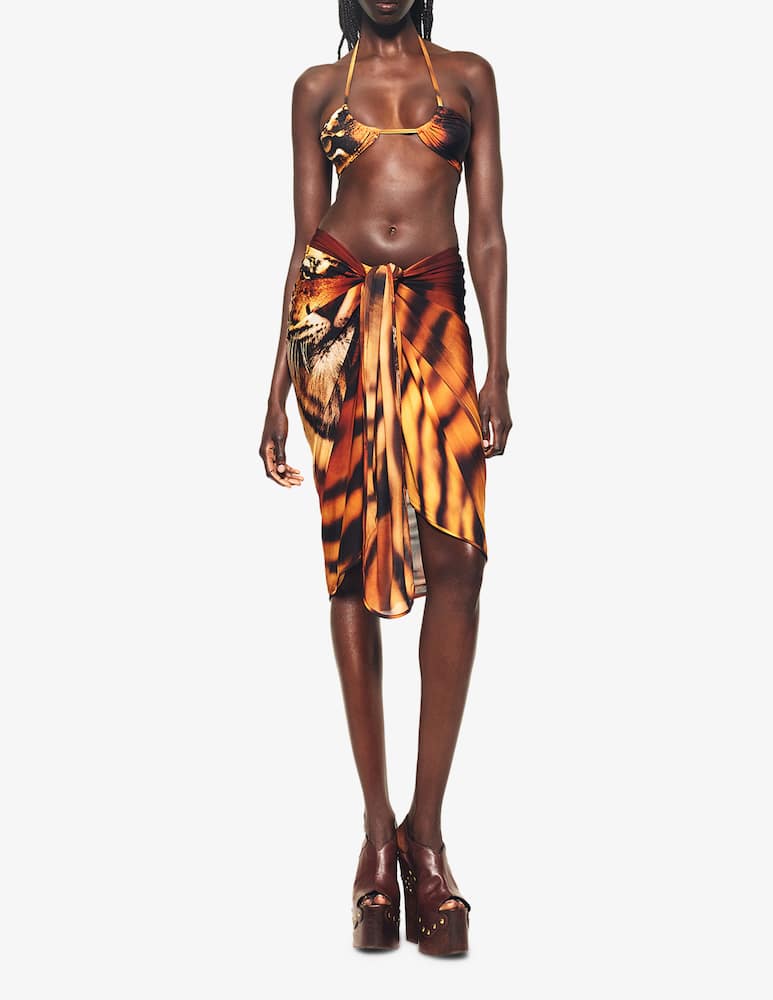 rinascente SKIMS Roberto Cavalli x Skims tiger print pareo