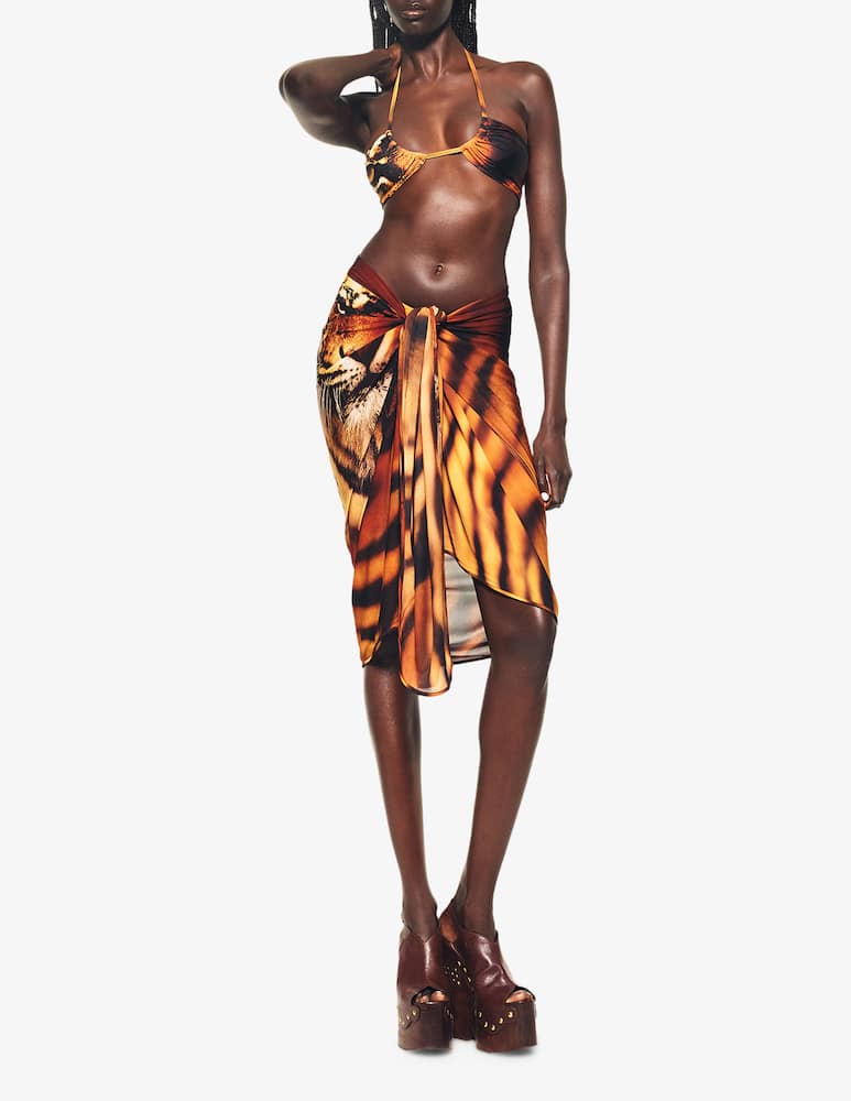 rinascente SKIMS Roberto Cavalli x Skims tiger print pareo