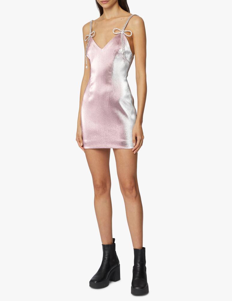 rinascente Area Crystal bow strap mini dress