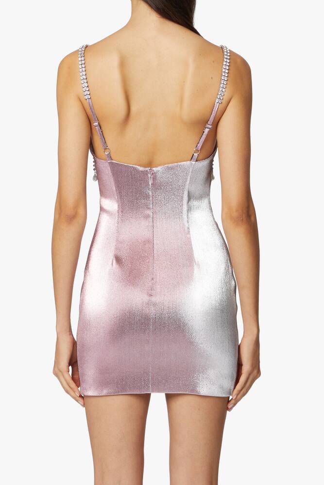 rinascente Area Crystal bow strap mini dress