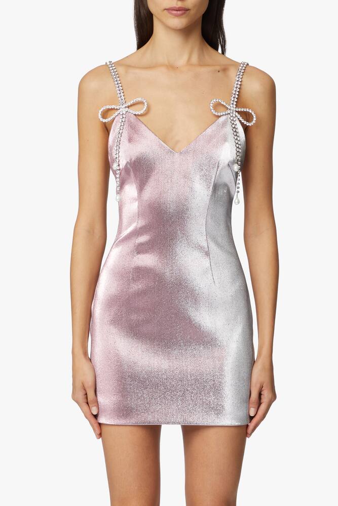 rinascente Area Crystal bow strap mini dress