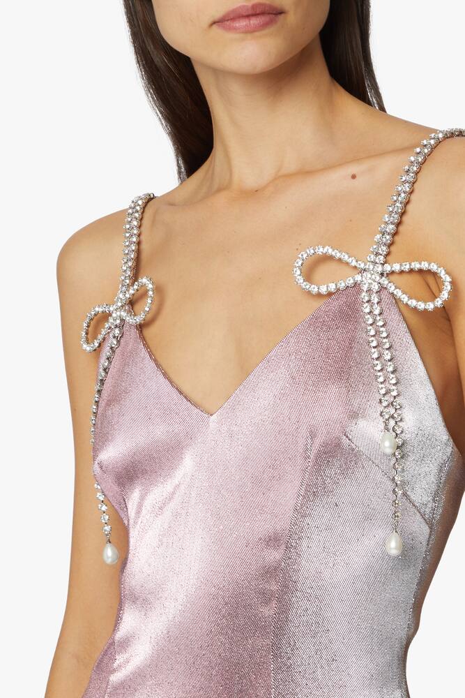 rinascente Area Crystal bow strap mini dress