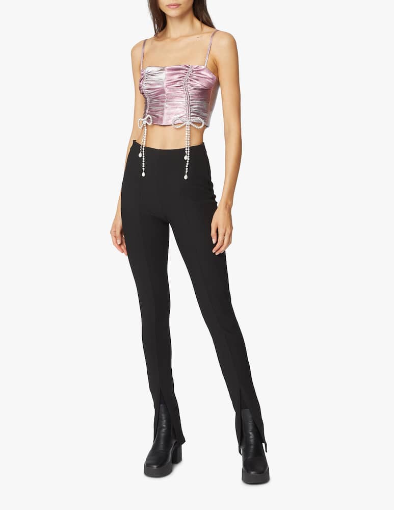 rinascente Area Top corto increspato con fiocco di cristallo