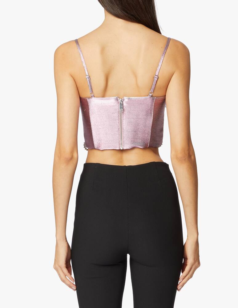 rinascente Area Top corto increspato con fiocco di cristallo