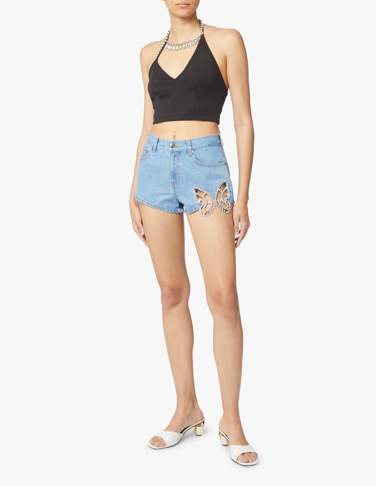 rinascente Area Cropped top with crystals - black