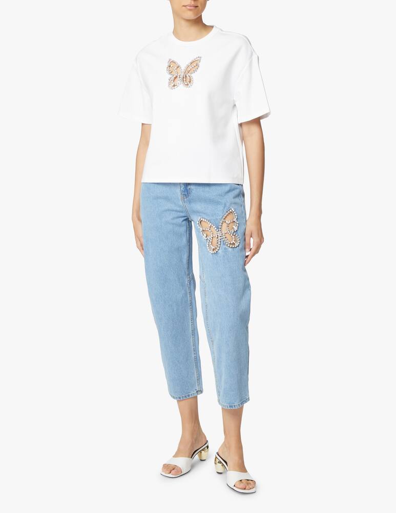rinascente Area T-shirt with crystal butterfly - white