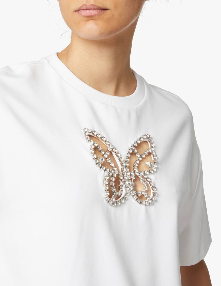 rinascente Area T-shirt with crystal butterfly - white