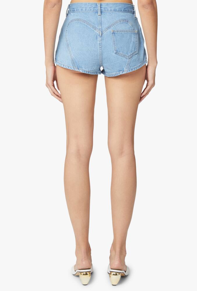 rinascente Area Denim shorts with crystal butterfly - light blue