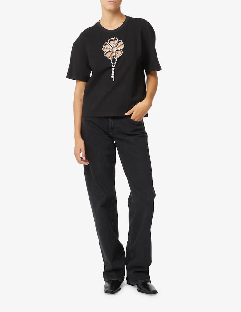 rinascente Area Crystal flower t-shirt - Black