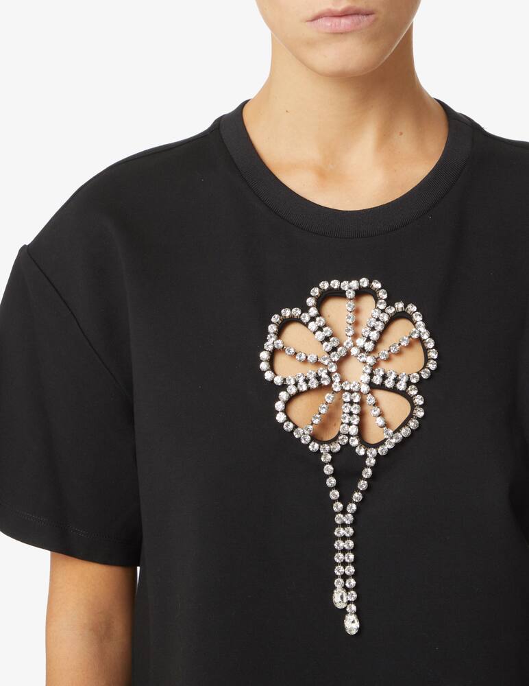 rinascente Area Crystal flower t-shirt - Black