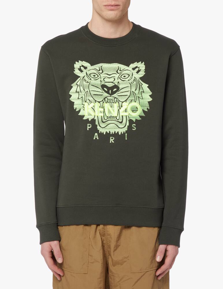 rinascente Kenzo Icon neon roundneck sweatshirt - olive