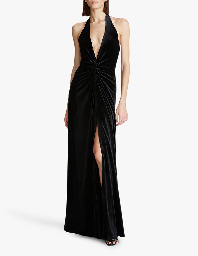 rinascente HALSTON Rebecca gown dress in velvet - Black