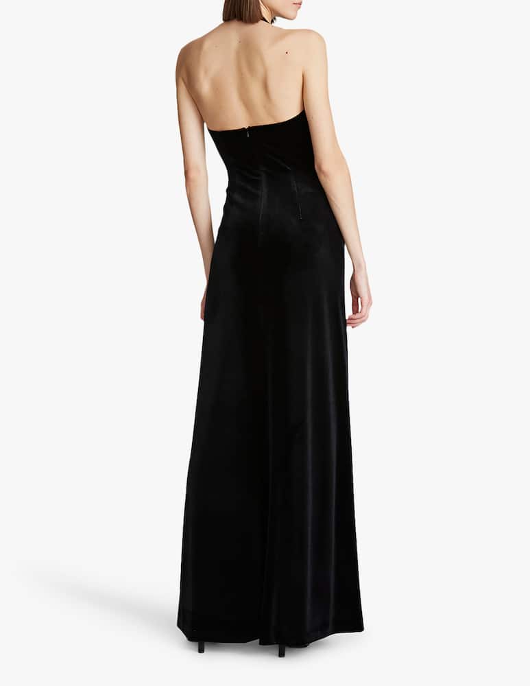 rinascente HALSTON Rebecca gown dress in velvet - Black
