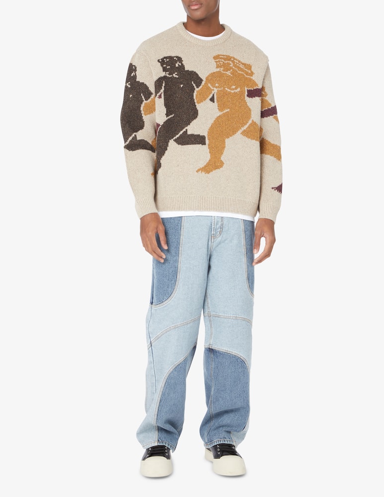 rinascente carne bollente Maglione in lana italian yarn - Beige