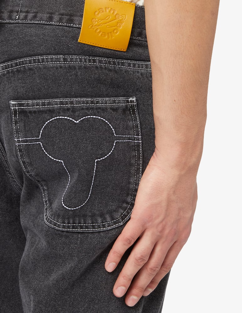 rinascente carne bollente Boner of rising sun embroidery denim 