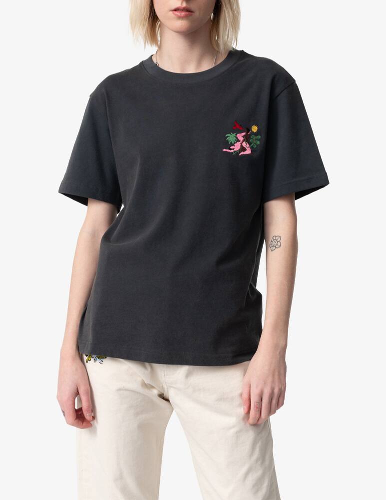 rinascente carne bollente T-shirt con ricamo Jungle Swing - Nero