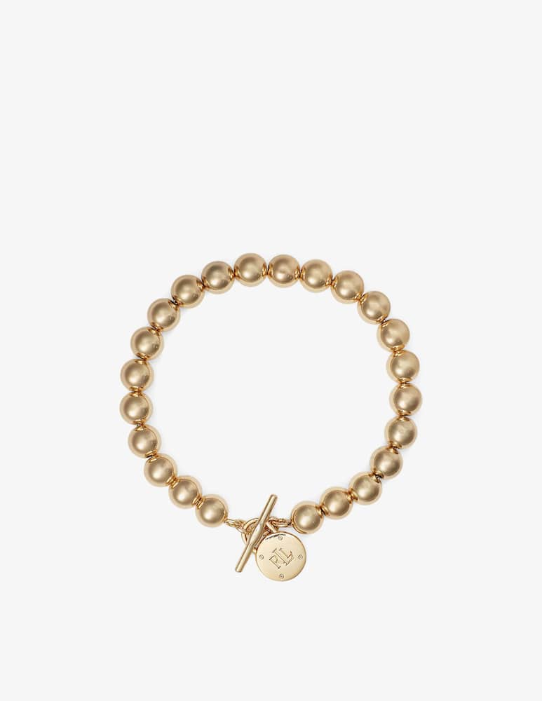 rinascente Lauren Ralph Lauren Signature Gold Beaded bracelet with Logo Padlock