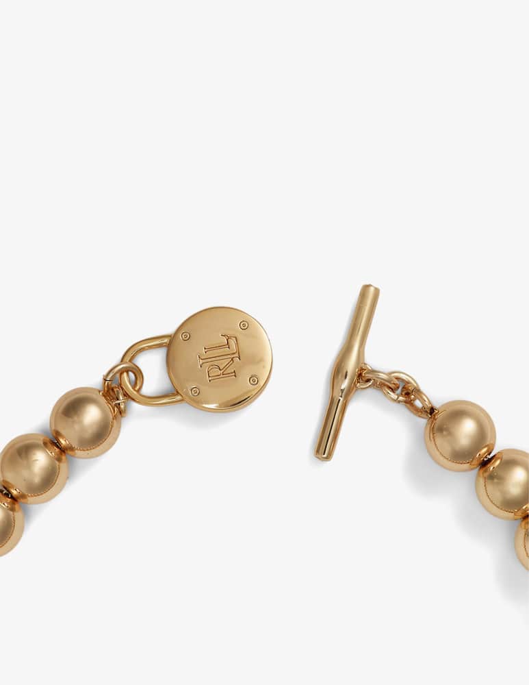 rinascente Lauren Ralph Lauren Signature Gold Beaded bracelet with Logo Padlock