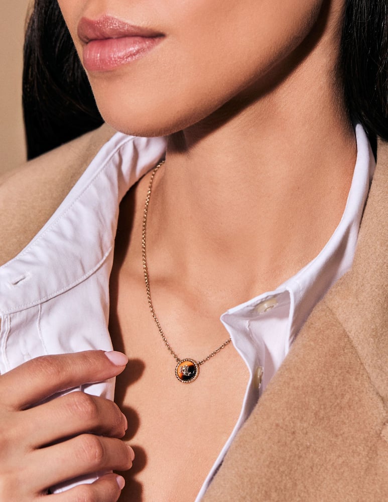 rinascente Lauren Ralph Lauren Gold & Tort Logo Pendant necklace