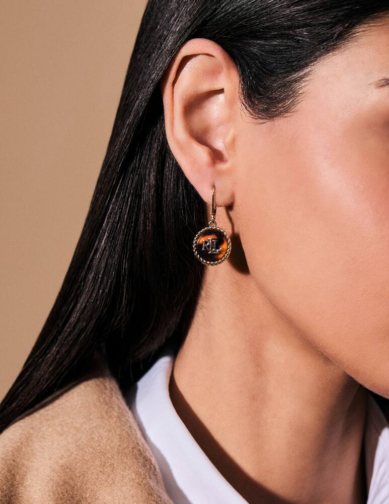 rinascente Lauren Ralph Lauren Gold & Tort Logo Drop earrings