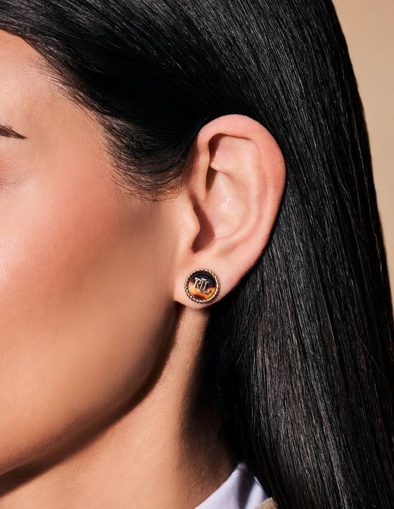 rinascente Lauren Ralph Lauren Gold & Tort Logo Stud earrings