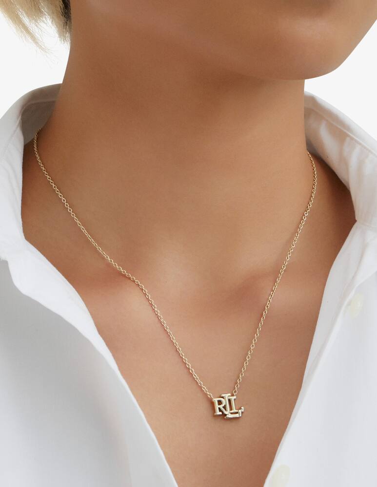 rinascente Lauren Ralph Lauren 16" Gold Logo Pendant  necklace