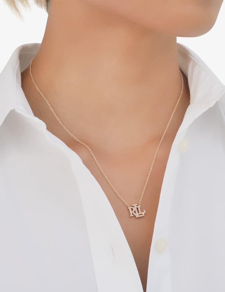 rinascente Lauren Ralph Lauren Gold & Pearl Logo Pendant necklace