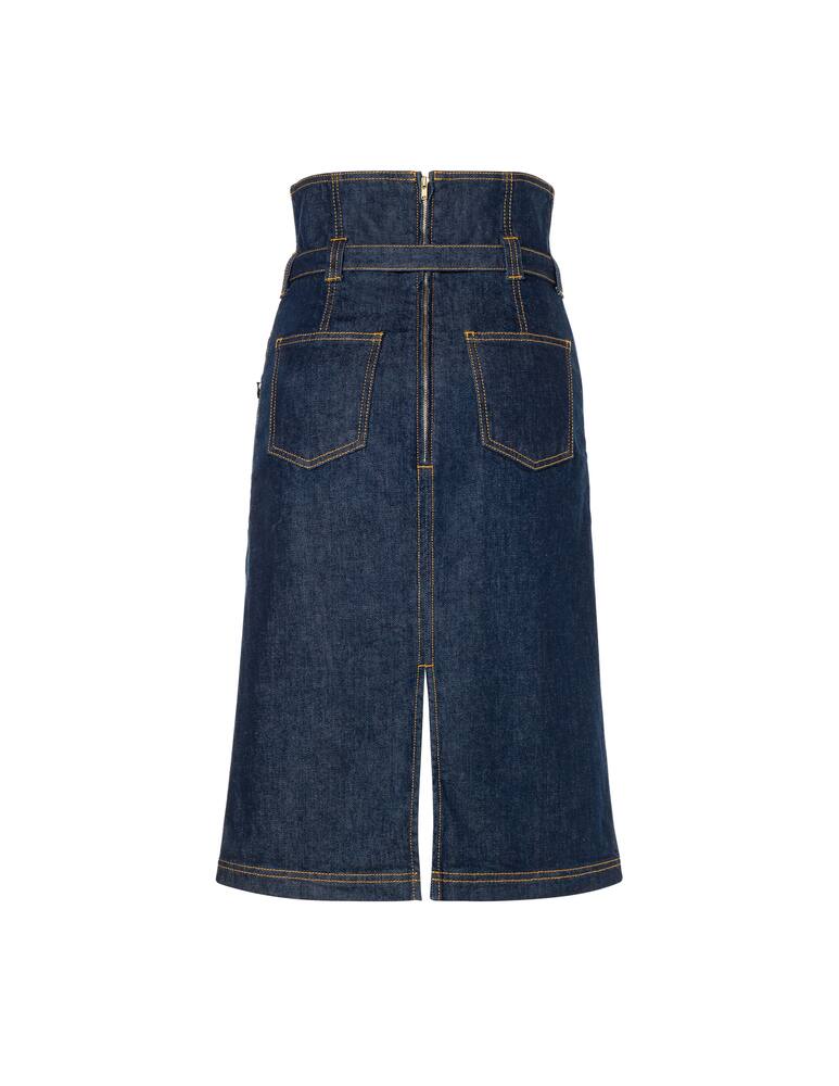 rinascente Philosophy di Lorenzo Serafini Gonna tubino vita alta con cintura in denim