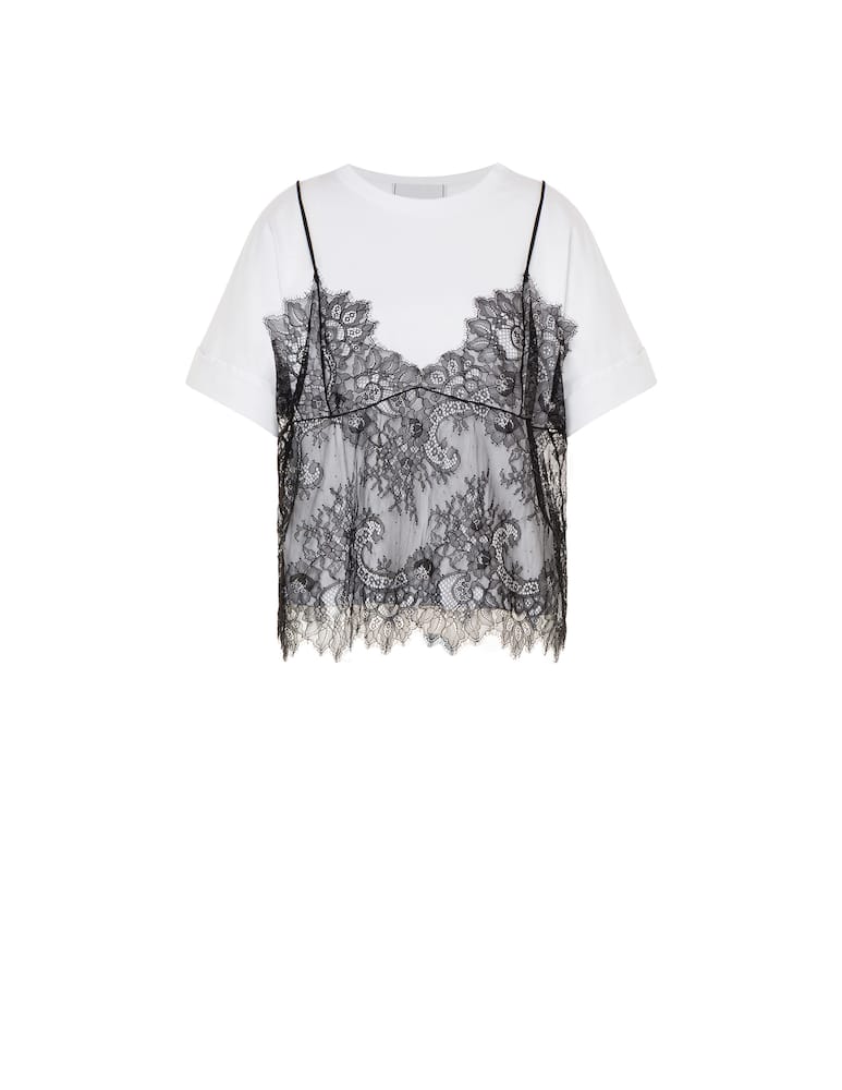 rinascente Philosophy di Lorenzo Serafini T-shirt in cotone con top in pizzo