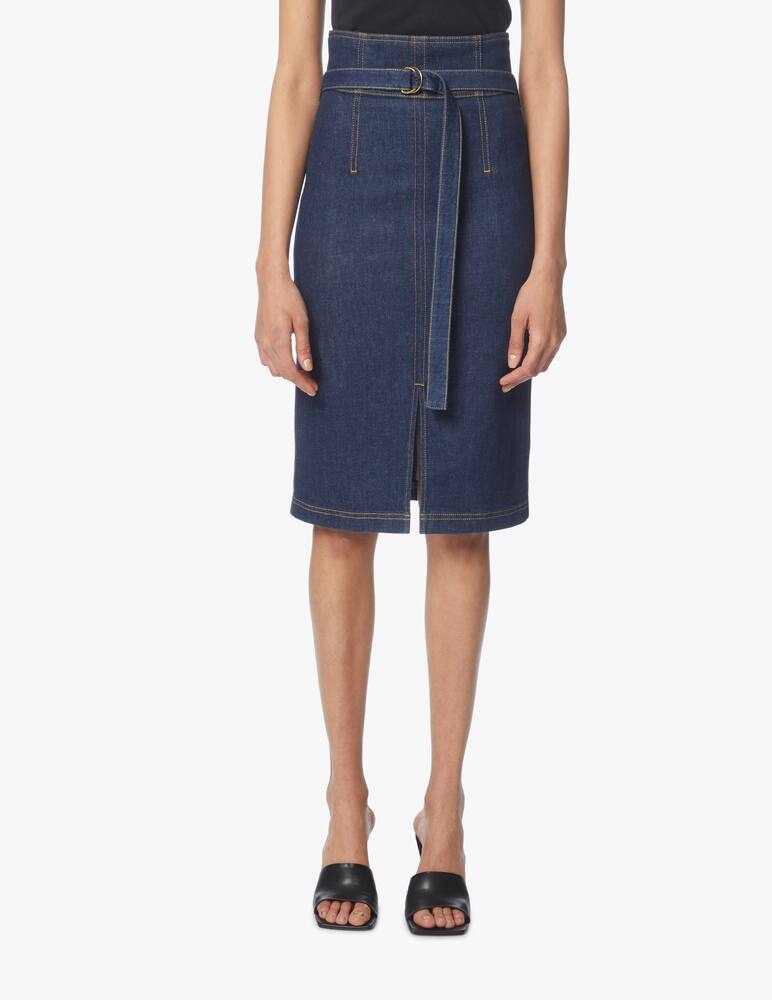 rinascente Philosophy di Lorenzo Serafini Gonna tubino vita alta con cintura in denim